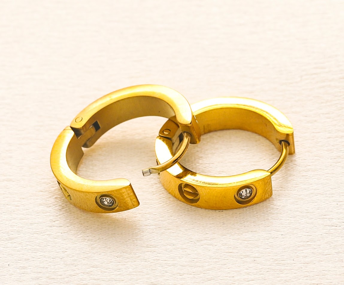 Earrings-C with Skipped Zircon Gold and Silver color