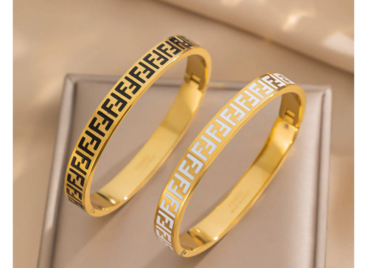 Black or White Gold Plated Bangles