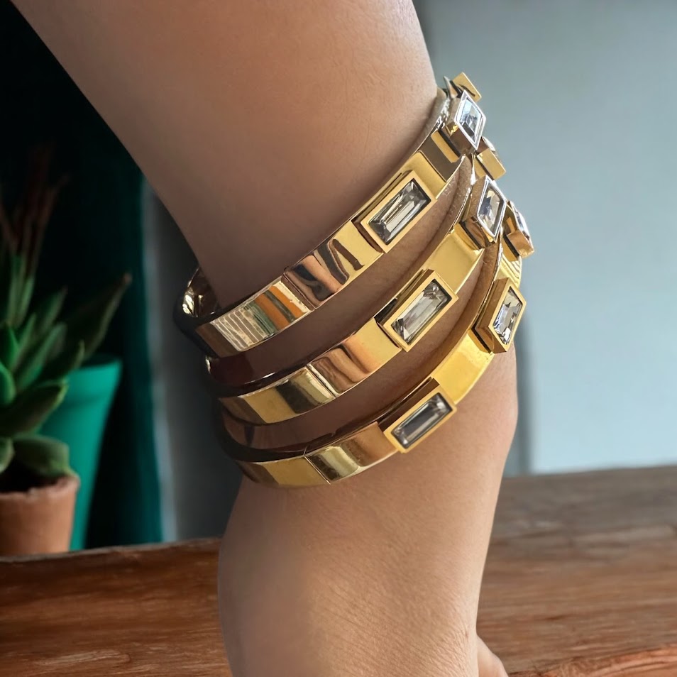 Bangles-Rectangle Green/White Zircon