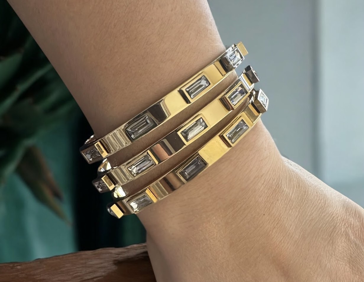 Bangles-Rectangle Green/White Zircon