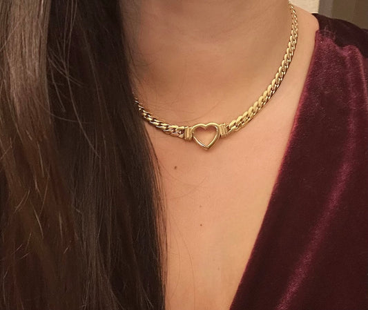 Necklaces-Yuyi's Heart Cuban Chain