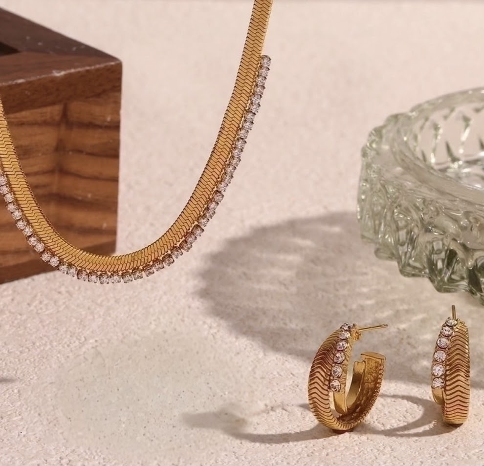 Sets-Courtney's Zircon Edge Necklace and Earrings