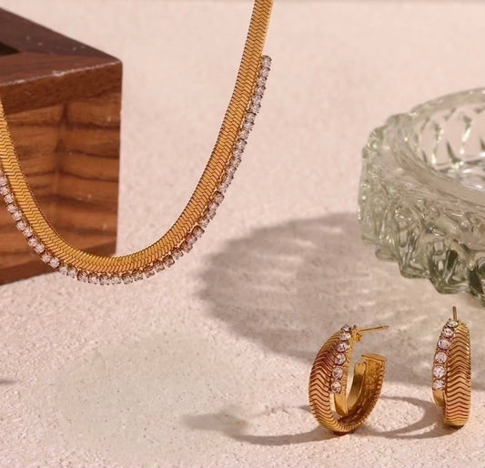 Sets-Courtney's Zircon Edge Necklace and Earrings