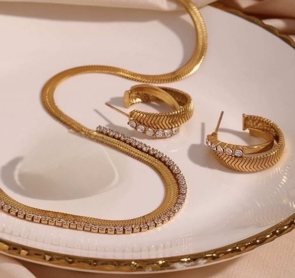 Sets-Courtney's Zircon Edge Necklace and Earrings