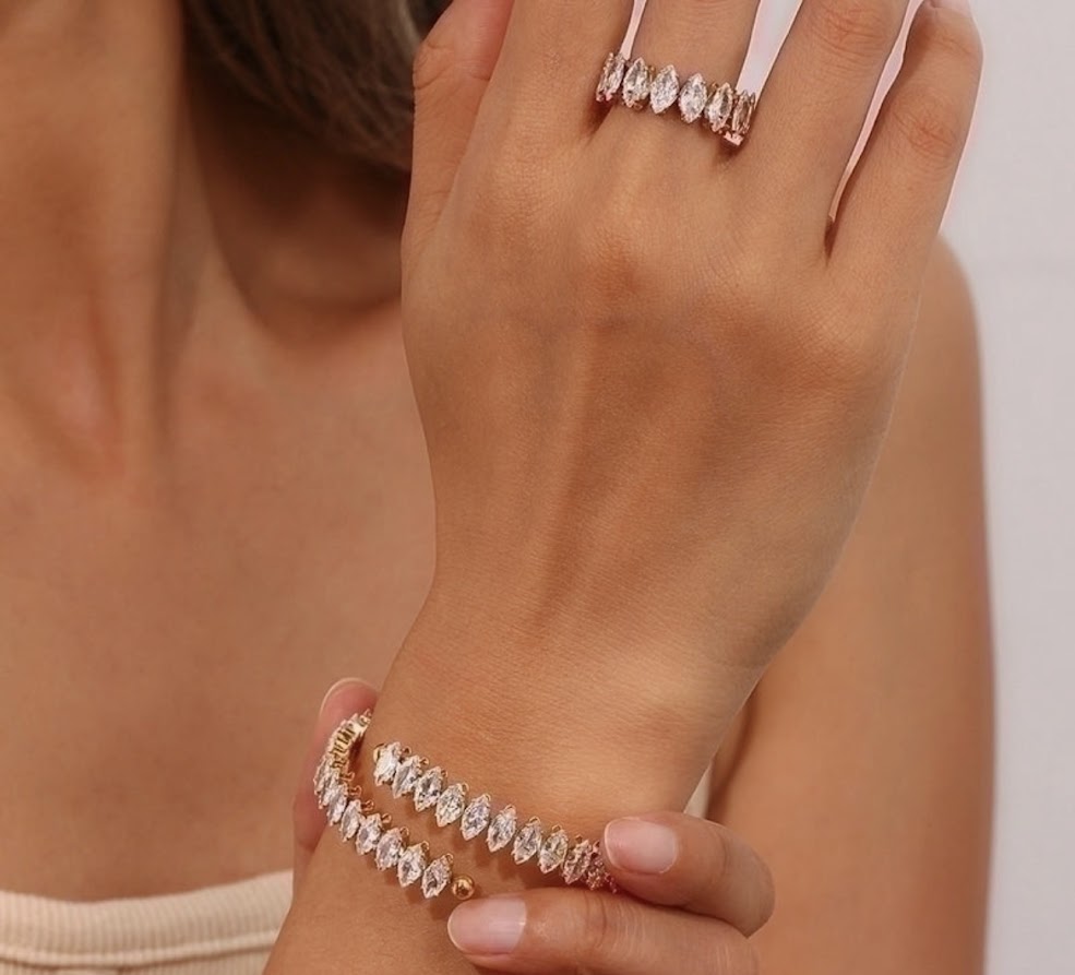 Sets-Water Droplets Zircon Bracelet and Ring