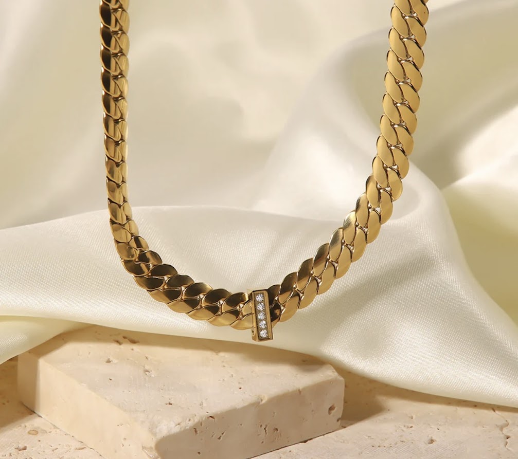 Necklaces-Lili's 5 Zircon Cuban Chain