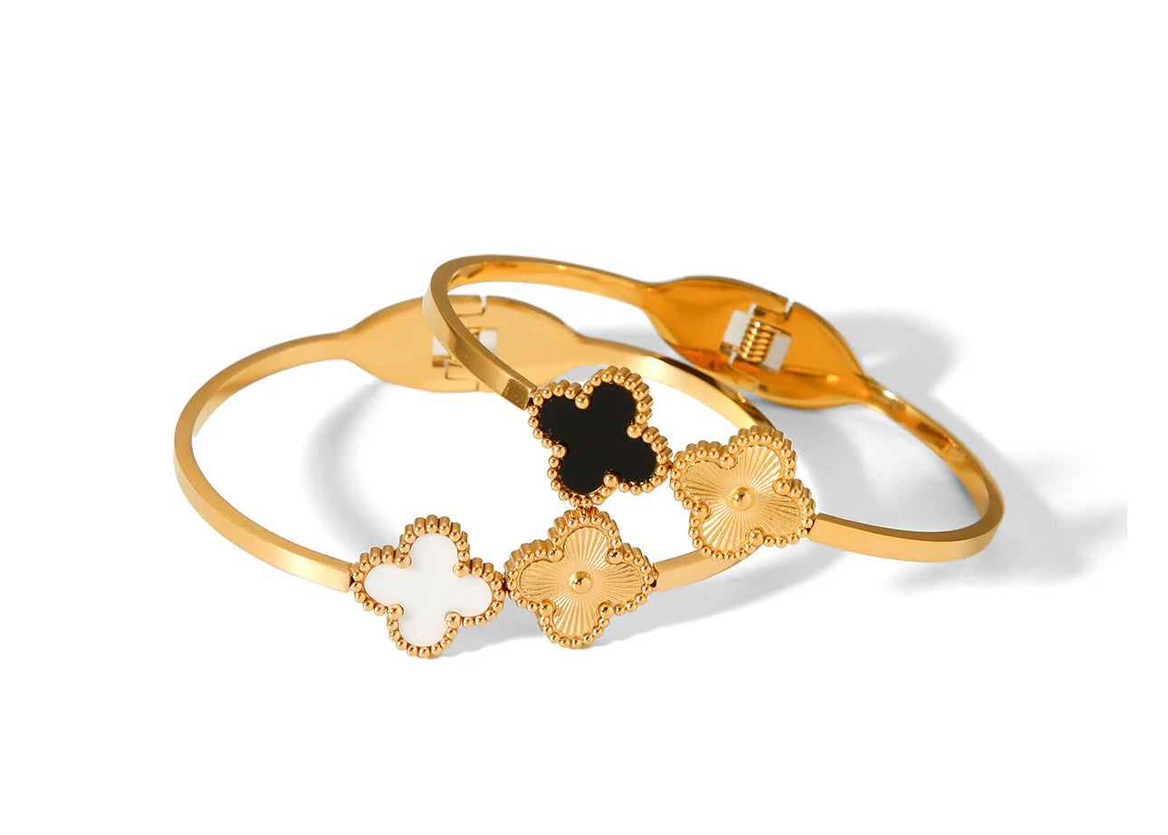 Clover Collection-Black or White Clover Bracelets