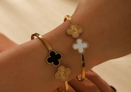 Clover Collection-Black or White Clover Bracelets