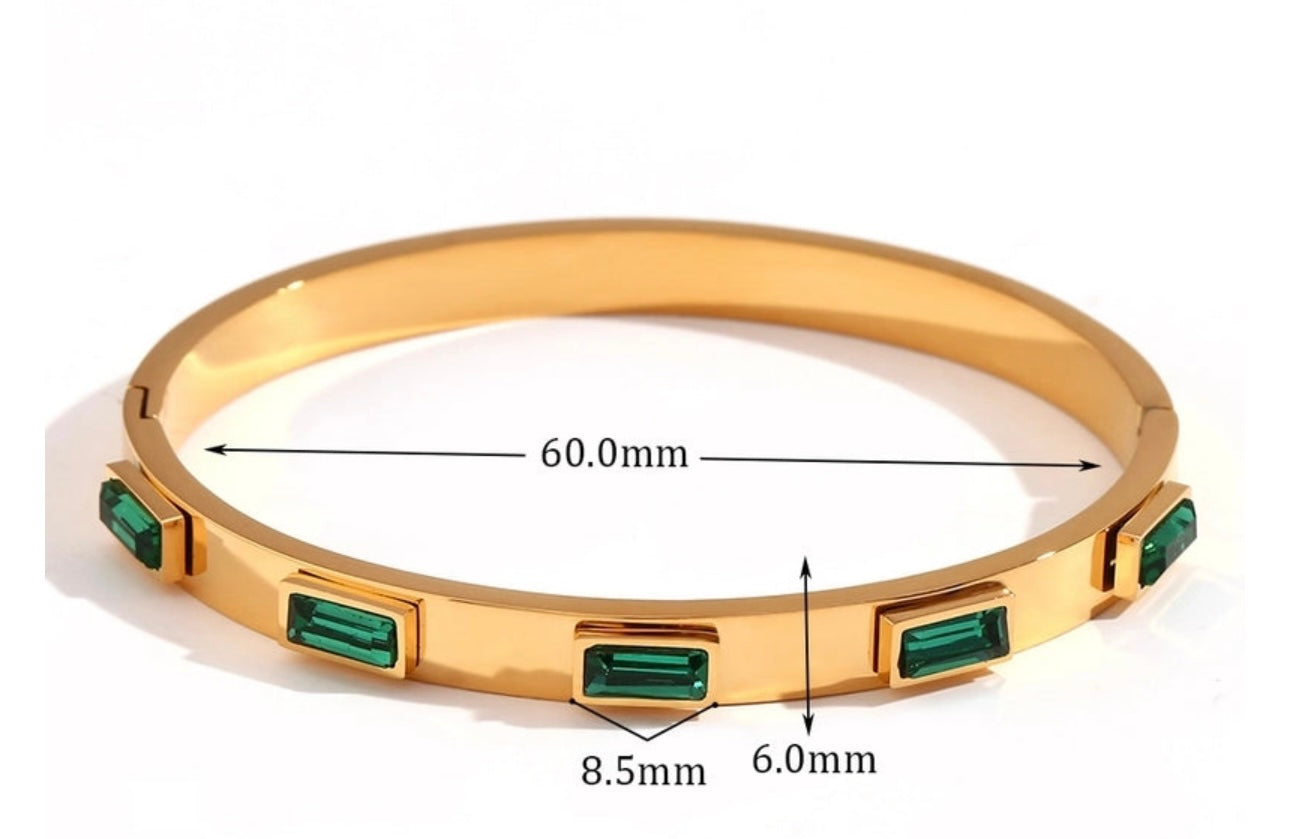 Bangles-Rectangle Green/White Zircon