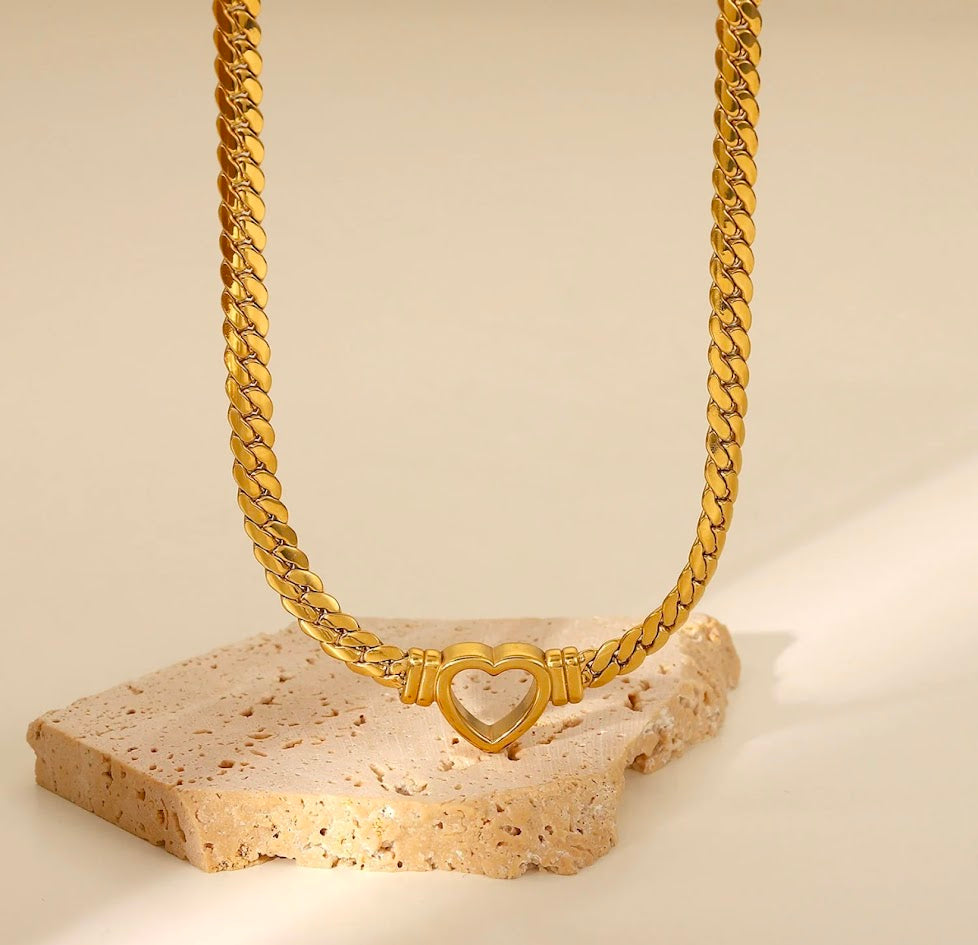 Necklaces-Yuyi's Heart Cuban Chain
