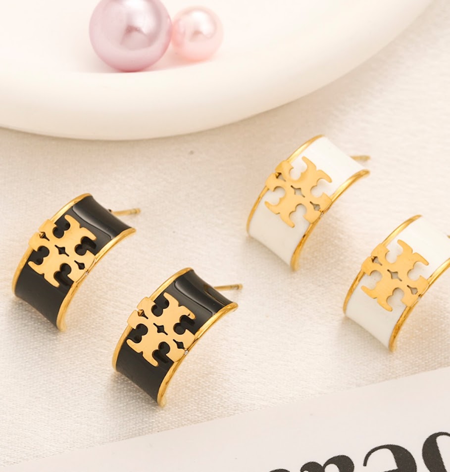 Earrings-White/Black