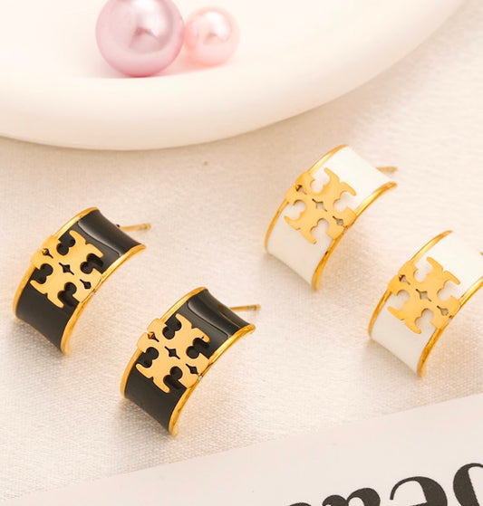 Earrings-White/Black