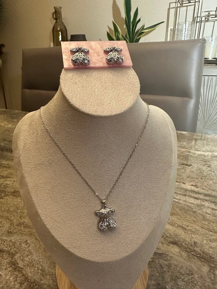 Bear Collection-Gold or Silver Necklace and Earrings