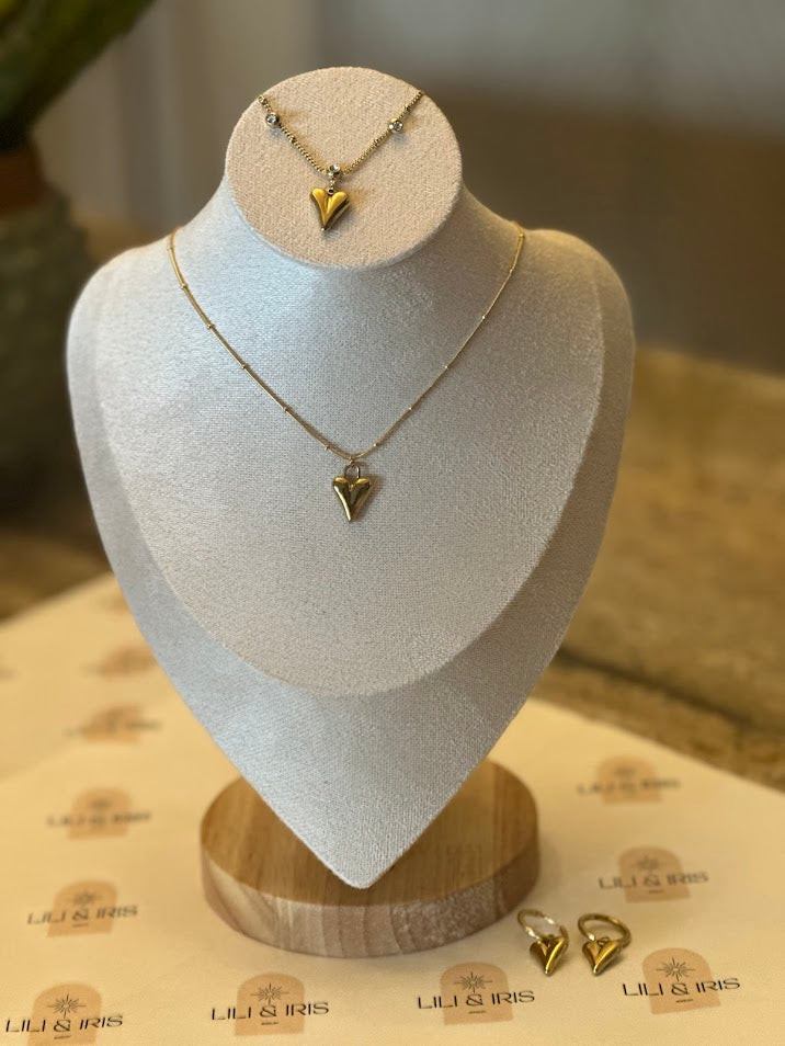 Sets-Small Heart Necklace, Earrings, and Bracelet