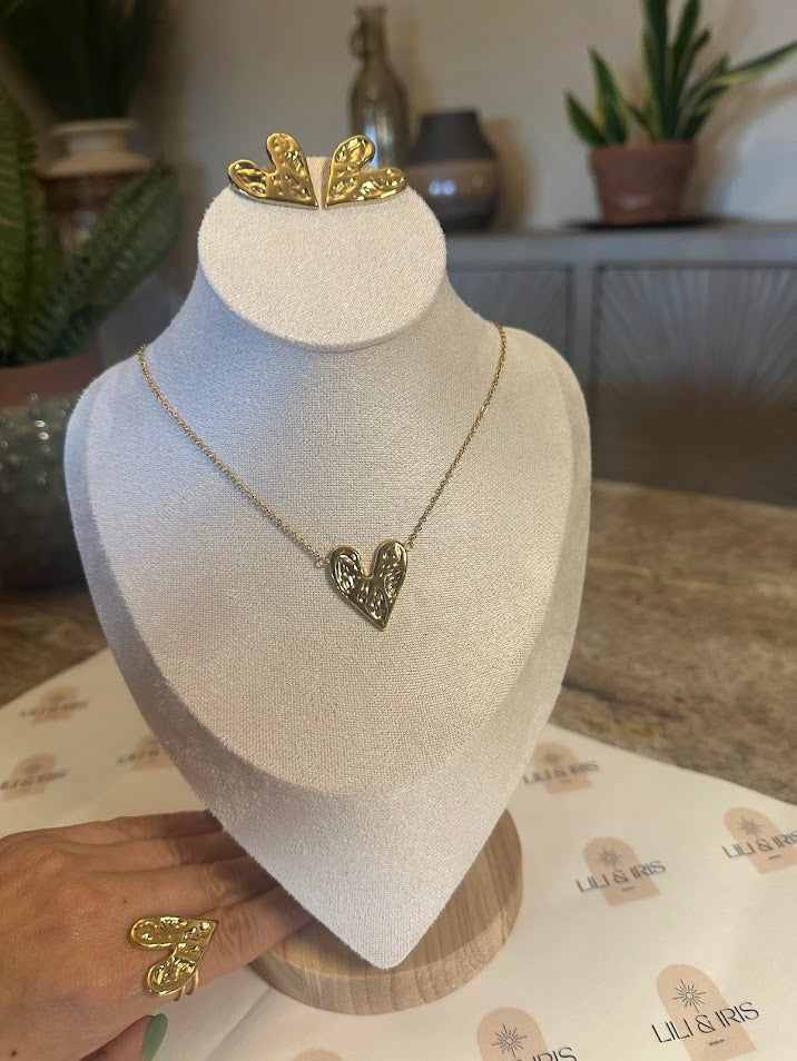 Sets-Heart Necklace, Earrings, and Ring