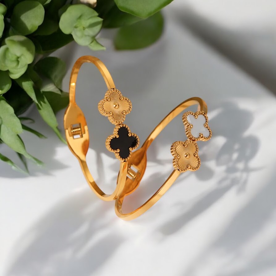 Clover Collection-Black or White Clover Bracelets