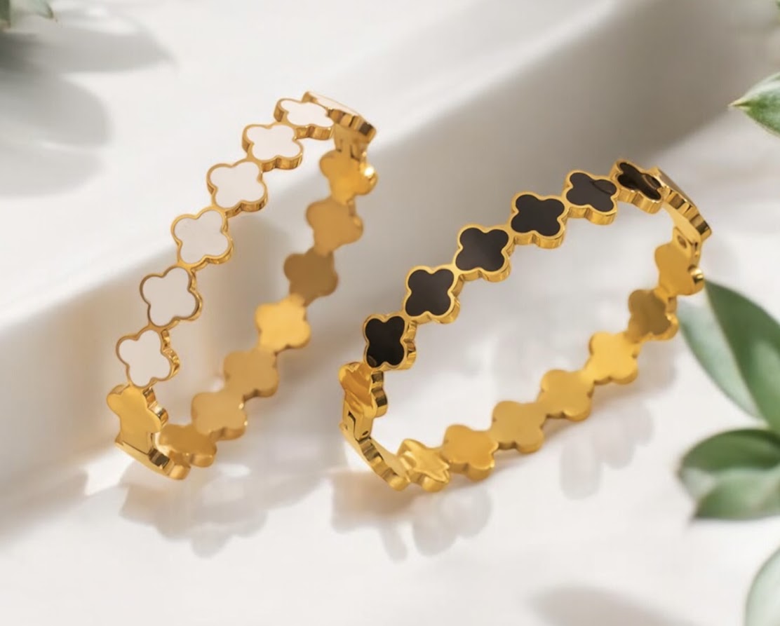 Black or White Clover Bangles